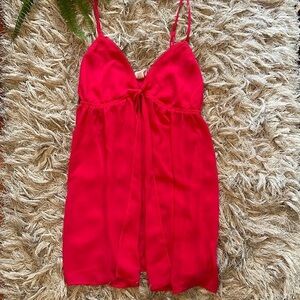 Victoria’s Secret hot pink bow tie front v-cut open-front negligee